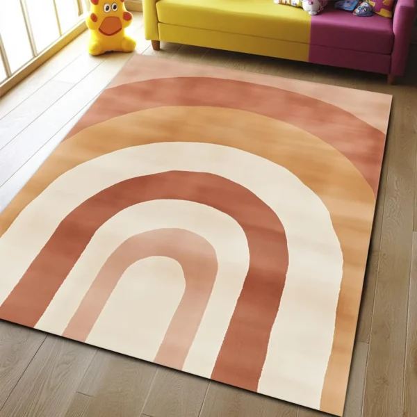 Rainbow Square Kid’s Rug - Washable & Non-Slip Nursery Carpet