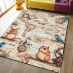 Adventure Area Square Kid’s Rug - Washable & Non-Slip Nursery Carpet
