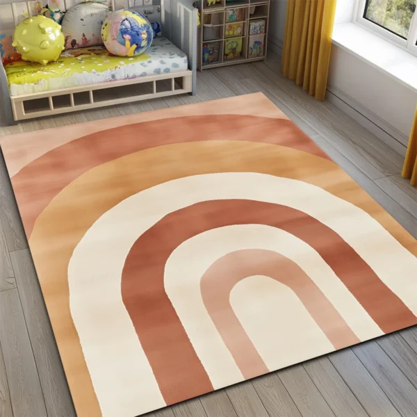 Rainbow Square Kid’s Rug - Washable & Non-Slip Nursery Carpet