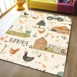 Farmhouse Square Kid’s Rug - Washable & Non-Slip Nursery Carpet