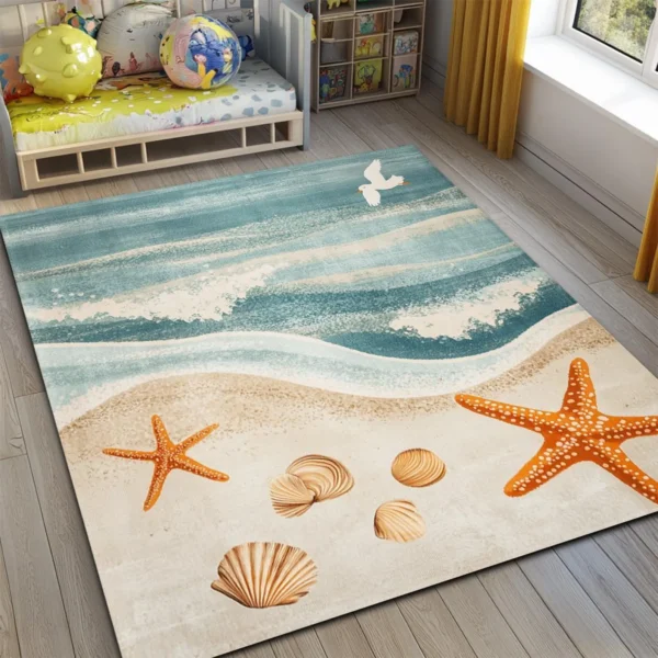 Beach Square Kid’s Rug - Washable & Non-Slip Nursery Carpet